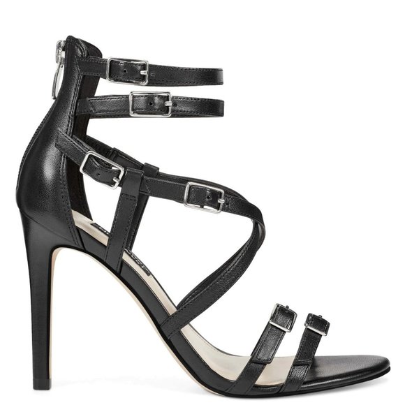 Nine West Imani Strappy Cage Gladiator Dress Sandals High Heels Shoes Stilettos - Picture 2 of 5